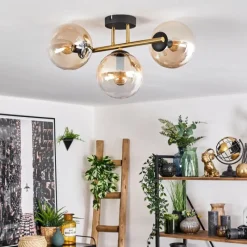 hofstein Gastor Plafonnier, Boule lumineuse 42 cm Or, Noir, 3 lumières