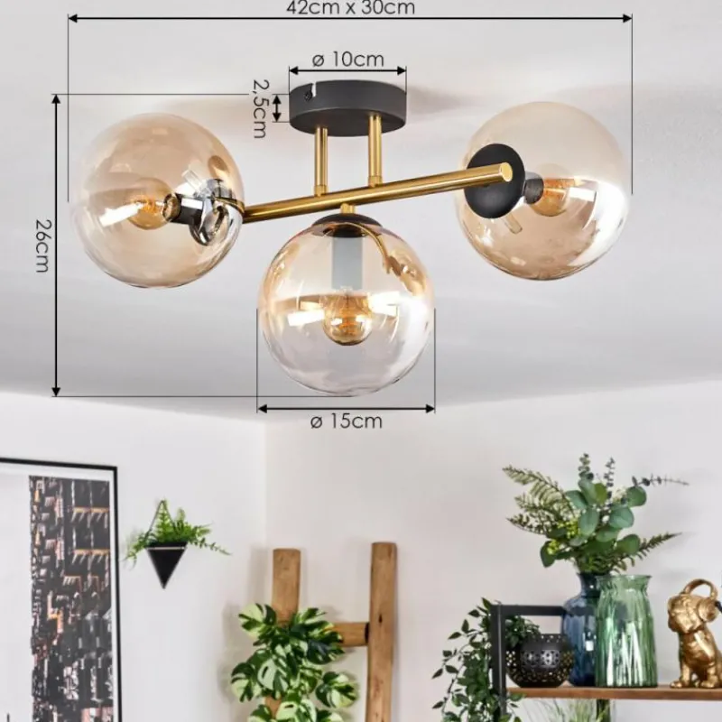 hofstein Gastor Plafonnier, Boule lumineuse 42 cm Or, Noir, 3 lumières