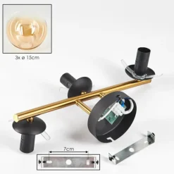 hofstein Gastor Plafonnier, Boule lumineuse 42 cm Or, Noir, 3 lumières