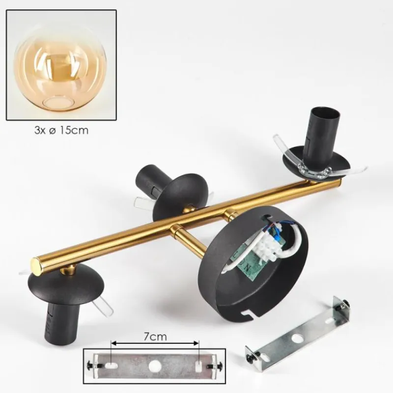 hofstein Gastor Plafonnier, Boule lumineuse 42 cm Or, Noir, 3 lumières