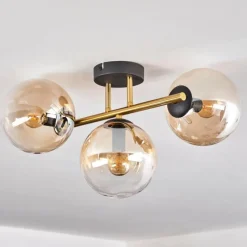 hofstein Gastor Plafonnier, Boule lumineuse 42 cm Or, Noir, 3 lumières