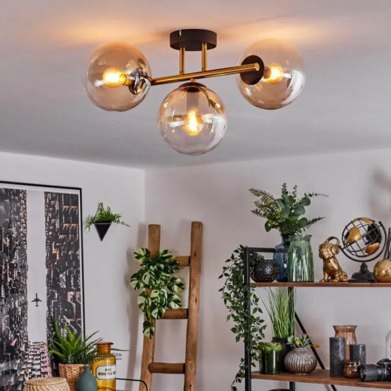 hofstein Gastor Plafonnier, Boule lumineuse 42 cm Or, Noir, 3 lumières