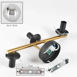 Lampes Dorées-hofstein Gastor Plafonnier, Boule lumineuse 42 cm Or, Noir, 3 lumières