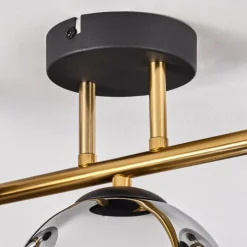 Lampes Dorées-hofstein Gastor Plafonnier, Boule lumineuse 42 cm Or, Noir, 3 lumières