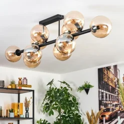 hofstein Gastor Plafonnier, Boule lumineuse Ambre, 10 lumières