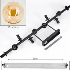 hofstein Gastor Plafonnier, Boule lumineuse Ambre, 10 lumières