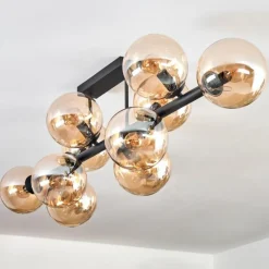 hofstein Gastor Plafonnier, Boule lumineuse Ambre, 10 lumières