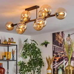 hofstein Gastor Plafonnier, Boule lumineuse Ambre, 10 lumières