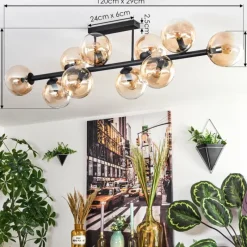 hofstein Gastor Plafonnier, Boule lumineuse Ambre, Clair, 10 lumières