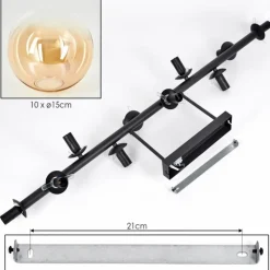 hofstein Gastor Plafonnier, Boule lumineuse Ambre, Clair, 10 lumières