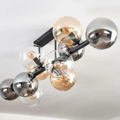 hofstein Gastor Plafonnier, Boule lumineuse Ambre, Clair, Fumé, 10 lumières