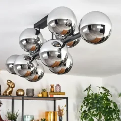 hofstein Gastor Plafonnier, Boule lumineuse Chrome, Fumé, 10 lumières