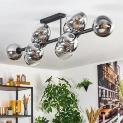 hofstein Gastor Plafonnier, Boule lumineuse Chrome, Clair, Fumé, 10 lumières