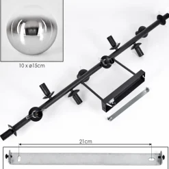 hofstein Gastor Plafonnier, Boule lumineuse Chrome, Clair, Fumé, 10 lumières