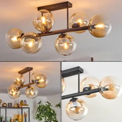 hofstein Gastor Plafonnier, Boule lumineuse Ambre, Clair, 6 lumières