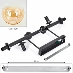 hofstein Gastor Plafonnier, Boule lumineuse Ambre, Clair, 6 lumières