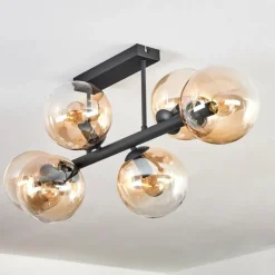 hofstein Gastor Plafonnier, Boule lumineuse Ambre, Clair, 6 lumières