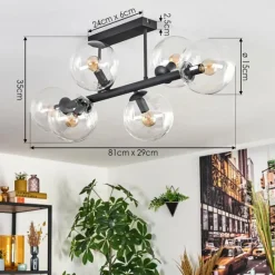 hofstein Gastor Plafonnier, Boule lumineuse Clair, 6 lumières