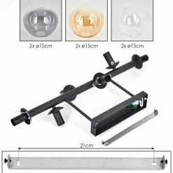 hofstein Gastor Plafonnier, Boule lumineuse Ambre, Clair, Fumé, 6 lumières