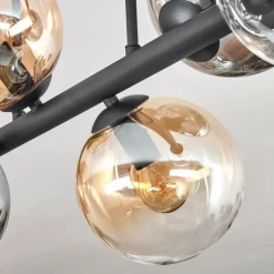 hofstein Gastor Plafonnier, Boule lumineuse Ambre, Clair, Fumé, 6 lumières