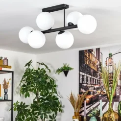 hofstein Gastor Plafonnier, Boule lumineuse Blanc, 6 lumières