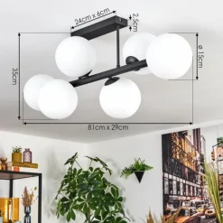 hofstein Gastor Plafonnier, Boule lumineuse Blanc, 6 lumières