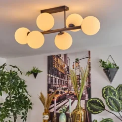 hofstein Gastor Plafonnier, Boule lumineuse Blanc, 6 lumières