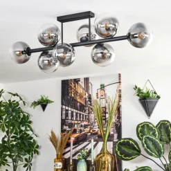 hofstein Gastor Plafonnier, Boule lumineuse Clair, Fumé, 8 lumières