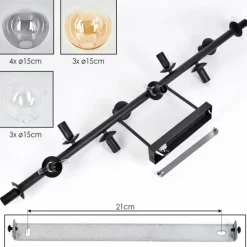 Suspension Verre Fumé-hofstein Gastor Plafonnier, Boule lumineuse Ambre, Clair, Fumé, 10 lumières
