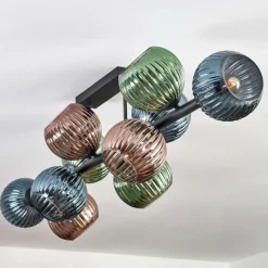 hofstein Gastor Plafonnier, Boule lumineuse Bleu, Vert, Cuivré, 10 lumières