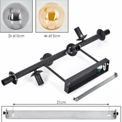 hofstein Gastor Plafonnier, Boule lumineuse Ambre, Fumé, 6 lumières