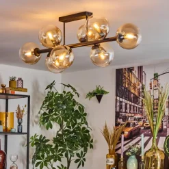 hofstein Gastor Plafonnier, Boule lumineuse Ambre, Clair, 8 lumières