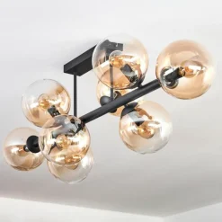 hofstein Gastor Plafonnier, Boule lumineuse Ambre, Clair, 8 lumières