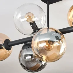 hofstein Gastor Plafonnier, Boule lumineuse Ambre, Clair, Fumé, 8 lumières