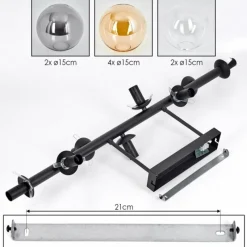hofstein Gastor Plafonnier, Boule lumineuse Ambre, Clair, Fumé, 8 lumières