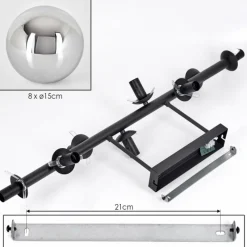 hofstein Gastor Plafonnier, Boule lumineuse Chrome, Fumé, 8 lumières
