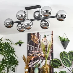 hofstein Gastor Plafonnier, Boule lumineuse Chrome, Fumé, 8 lumières