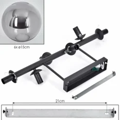 hofstein Gastor Plafonnier, Boule lumineuse Fumé, 6 lumières