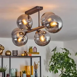 hofstein Gastor Plafonnier, Boule lumineuse Fumé, 6 lumières