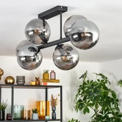 hofstein Gastor Plafonnier, Boule lumineuse Fumé, 6 lumières