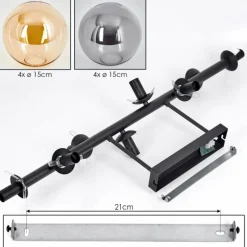 hofstein Gastor Plafonnier, Boule lumineuse Ambre, Fumé, 8 lumières