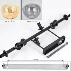 hofstein Gastor Plafonnier, Boule lumineuse Ambre, Clair, Fumé, 8 lumières