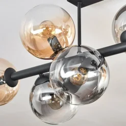 hofstein Gastor Plafonnier, Boule lumineuse Ambre, Clair, Fumé, 8 lumières