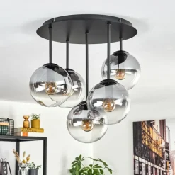 hofstein Gastor Plafonnier, Boule lumineuse 45 cm Clair, Fumé, 5 lumières