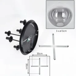 hofstein Gastor Plafonnier, Boule lumineuse 45 cm Clair, Fumé, 5 lumières