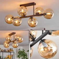 hofstein Gastor Plafonnier, Boule lumineuse Ambre, 6 lumières