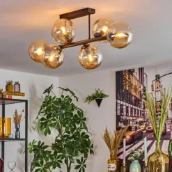 hofstein Gastor Plafonnier, Boule lumineuse Ambre, 6 lumières