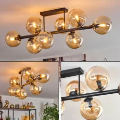 hofstein Gastor Plafonnier, Boule lumineuse Ambre, 8 lumières