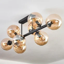 hofstein Gastor Plafonnier, Boule lumineuse Ambre, 8 lumières