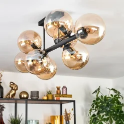 hofstein Gastor Plafonnier, Boule lumineuse Ambre, 8 lumières